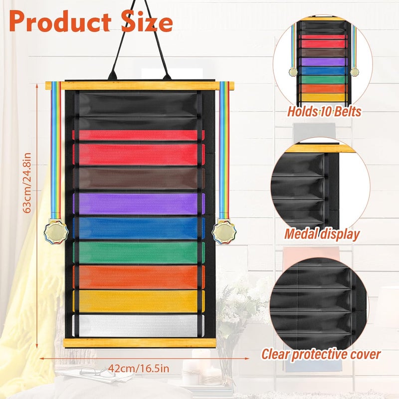 Famaster Wooden Karate & Taekwondo Belt Display Rack - Celebrate Beginners'Journey - A Meaningful Gift of Effort and Perseverance - Image 3